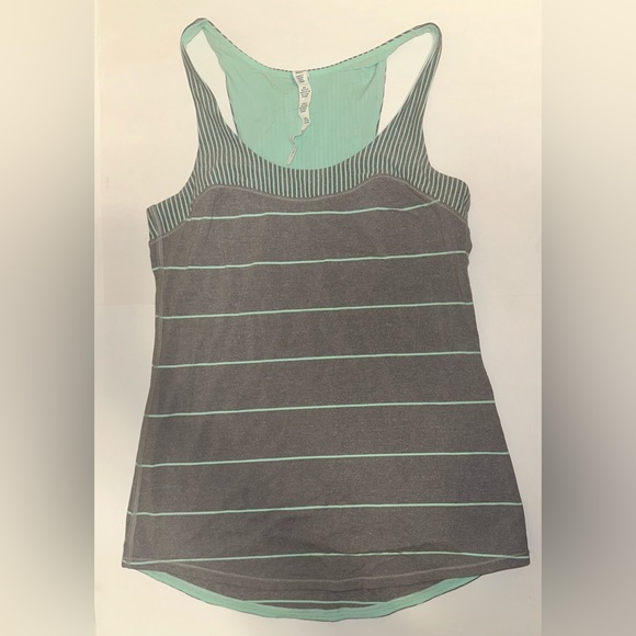 lululemon athletica Tops - Lululemon Run Women’s First Base Tank Top Stripe Grey Mint Slate Stripe Size 6